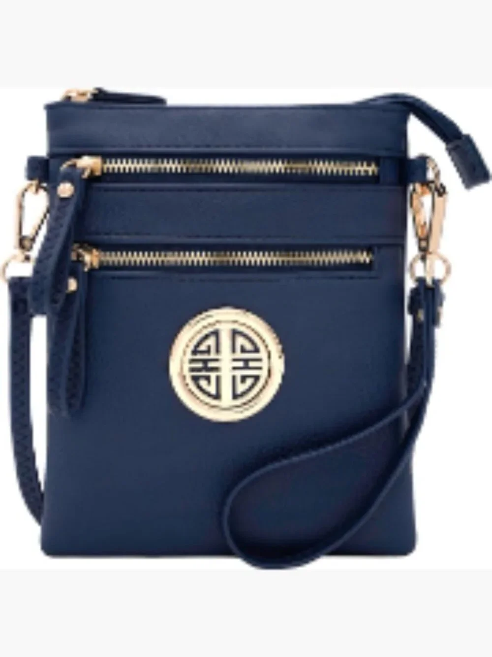 Women's Faux Leather Multi Zipper Crossbody Bag with Detachable Wristlet